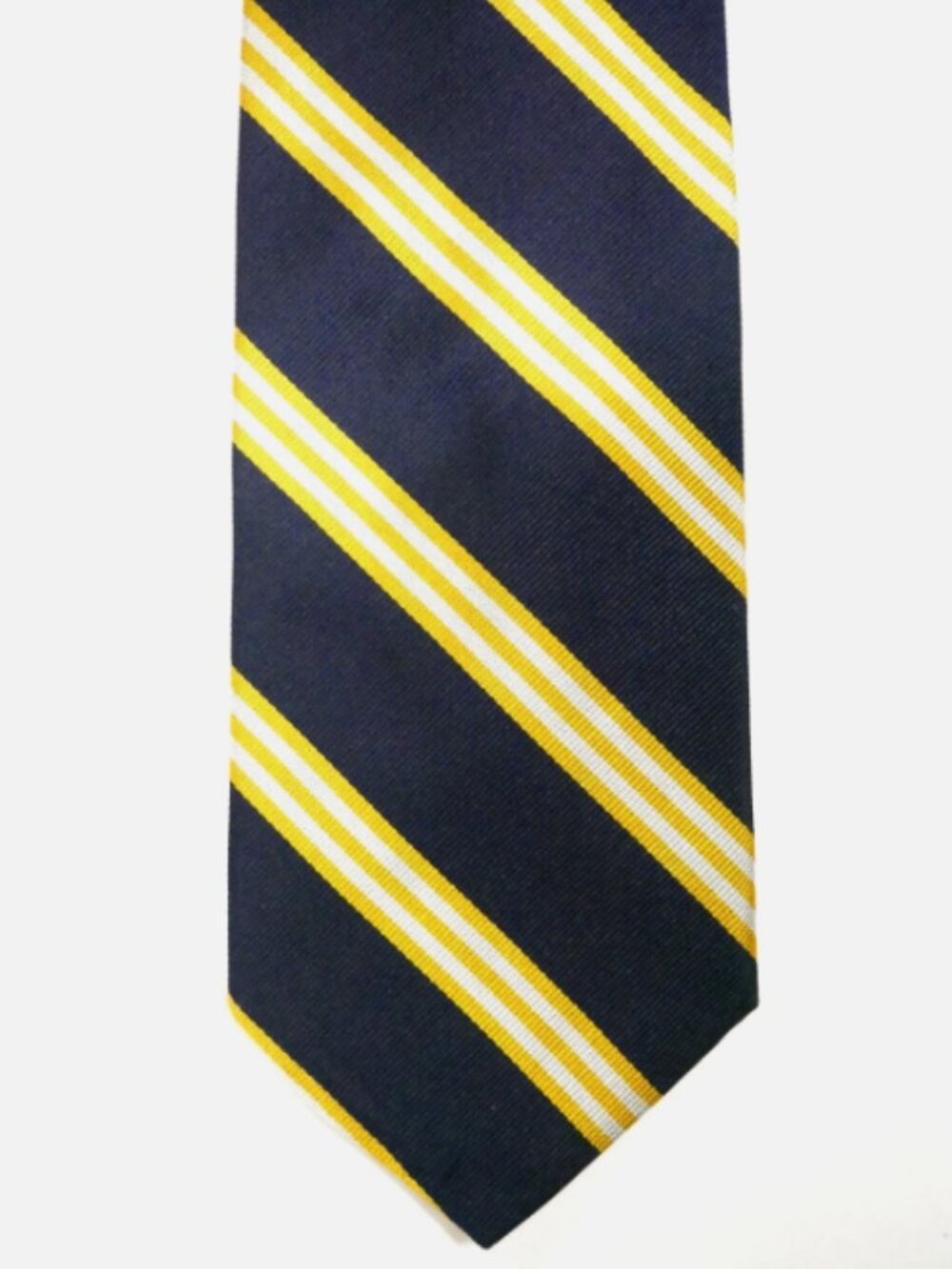 Brooks Brothers Makers Silk Striped Tie Necktie USA 3.5" Excellent Navy Yellow